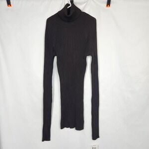 NWT Love Always Women's Size‎ Small Ribbed Stretch Turtleneck Long Sleeve Brown